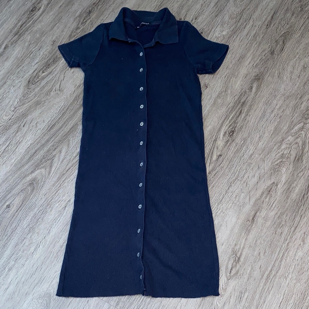 Brandy Melville Navy Blue Button-Down Dress